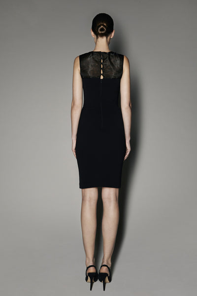 JEMIMAH DRESS IN BLACK MATT STRETCH AND GAZAAR