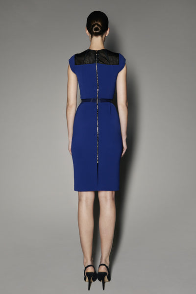 Shiloh Dress in Electric Blue with Black Gazaar Inserts