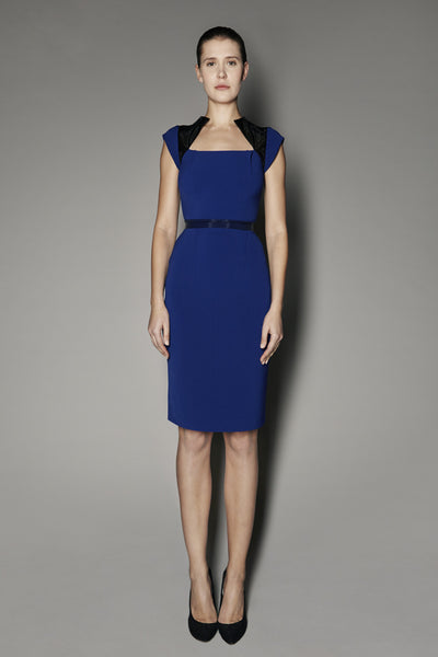 Shiloh Dress in Electric Blue with Black Gazaar Inserts