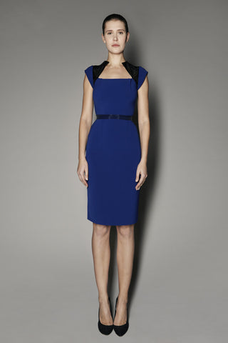 Shiloh Dress in Electric Blue with Black Gazaar Inserts