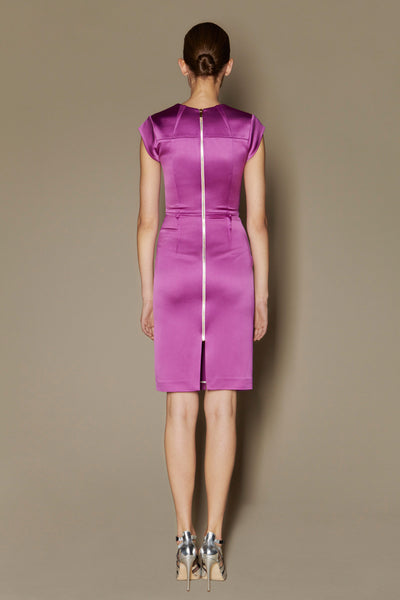 Shiloh Dress in Purple Satin Shine