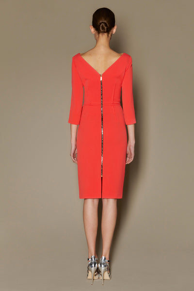 ERMINA DRESS IN CORAL MATT STRETCH