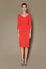 ERMINA DRESS IN CORAL MATT STRETCH