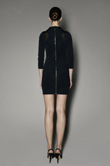 AMITY LONGSLEEVE MINIDRESS IN BLACK MATT STRETCH