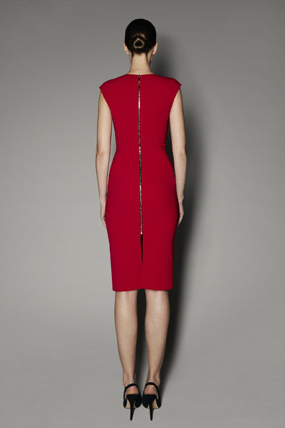 JAMILA DRESS IN CHESTER RED MATT STRETCH