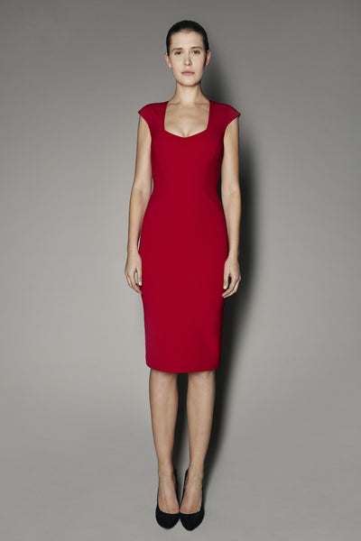 JAMILA DRESS IN CHESTER RED MATT STRETCH