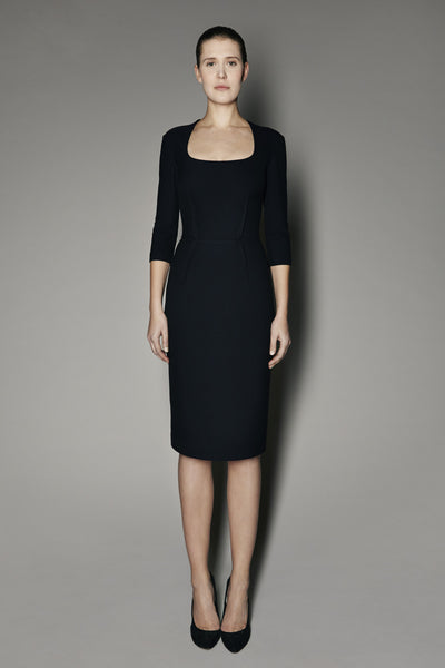 KAMILAH DRESS IN BLACK MATT STRETCH