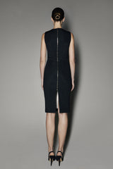 AMELIA DRESS IN BLACK NEOPRENE AND IVORY SATIN STRETCH