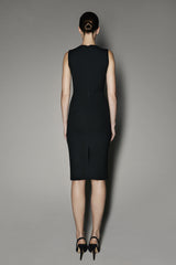 AMARA DRESS IN BLACK MATT STRETCH WITH EMBROIDERY