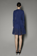 CELESTE DRESS IN BLUE LASERCUT NEOPRENE