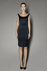 Begonia Dress in Anthracite Satin Shine