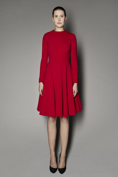 FELICITY DRESS IN CHESTER RED MATT STRETCH