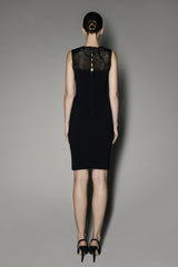 JEMIMAH DRESS IN BLACK MATT STRETCH AND GAZAAR