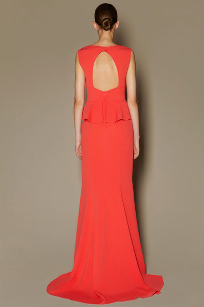 IRIS LONG DRESS IN CORAL MATT STRETCH