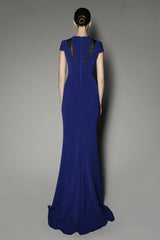 Petunia Long Dress in Electric Blue and Gazaar Inserts