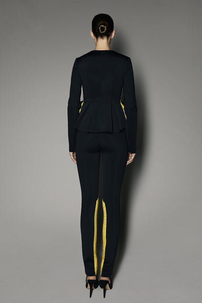 Tahira Blazer with Yellow Raffia Inserts