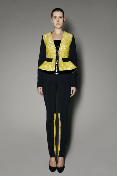 Tahira Blazer with Yellow Raffia Inserts