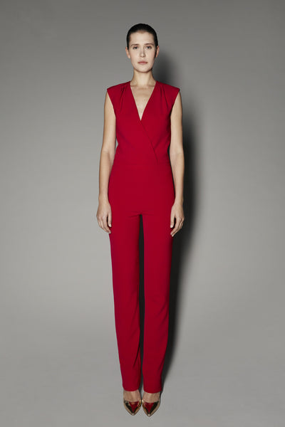 Parina Jumpsuit in Red Matt Stretch