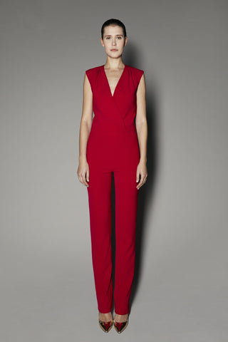 Parina Jumpsuit in Red Matt Stretch