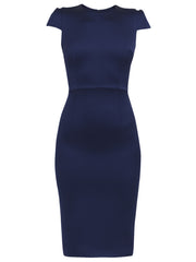 JASMINE DRESS IN NAVY SATIN SHINE