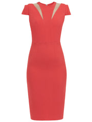 PETUNIA DRESS IN CORAL MATT STRETCH AND NUDE GAZAR