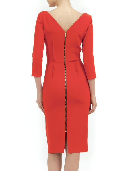 ERMINA DRESS IN RED MATT STRETCH