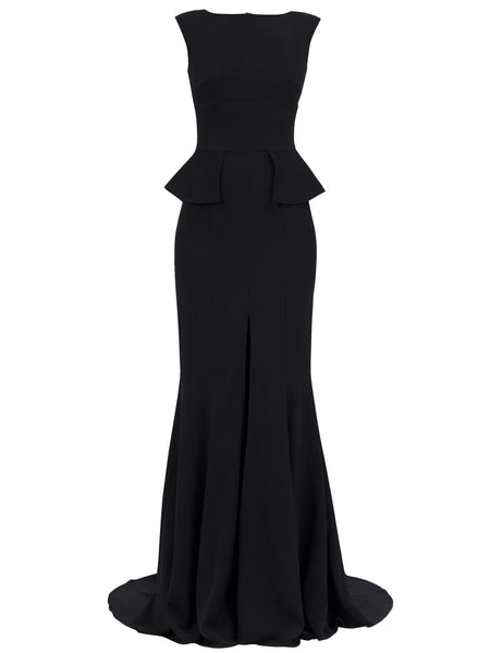 Iris Long Dress in Black Matt Stretch