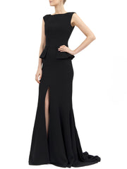 Iris Long Dress in Black Matt Stretch