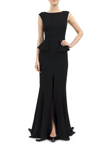 Iris Long Dress in Black Matt Stretch