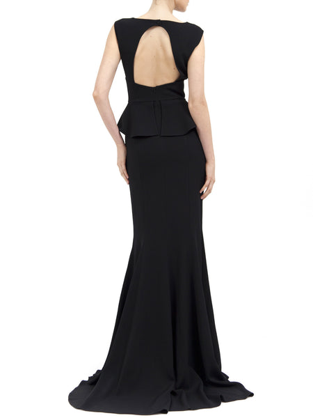 Iris Long Dress in Black Matt Stretch