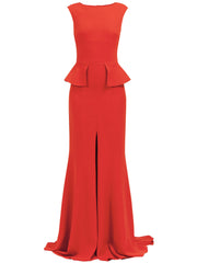 Iris Long Dress in Red Matt Stretch