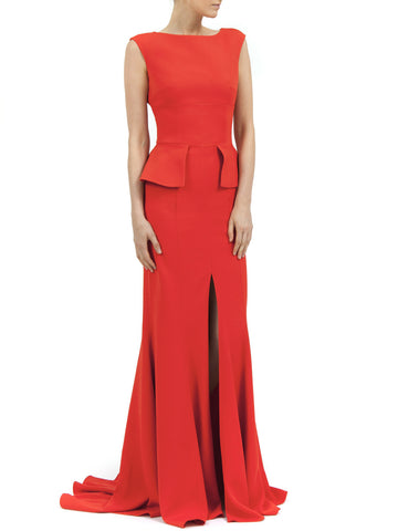 Iris Long Dress in Red Matt Stretch