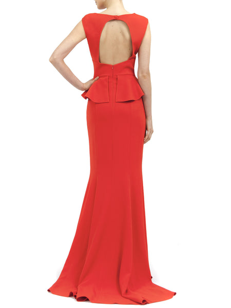 Iris Long Dress in Red Matt Stretch