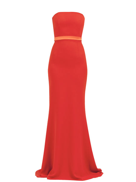 MELODY LONG DRESS IN RED MATT STRETCH