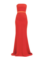 MELODY LONG DRESS IN RED MATT STRETCH