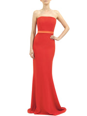 MELODY LONG DRESS IN RED MATT STRETCH