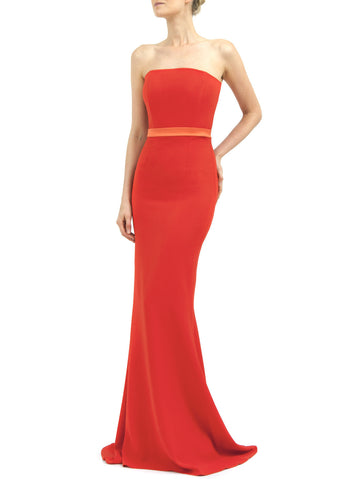 MELODY LONG DRESS IN RED MATT STRETCH