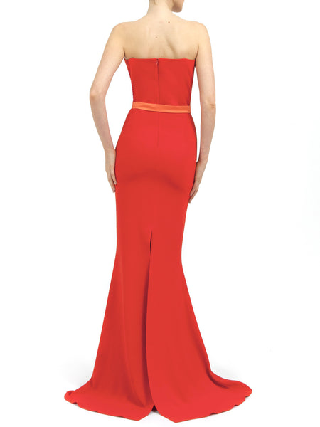 MELODY LONG DRESS IN RED MATT STRETCH