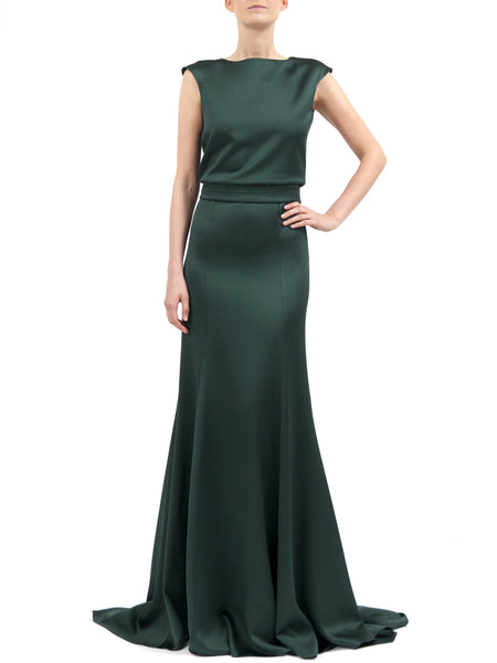 FLORENCE LONG DRESS IN PINEGROVE SATIN SHINE