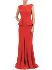 Iris Long Dress in Red Matt Stretch