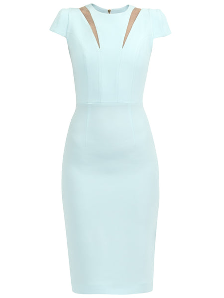 PETUNIA DRESS IN MINT MATT STRETCH AND NUDE GAZAR