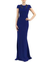 Petunia Long Dress in Electric Blue Matt Stretch with Black Gazar