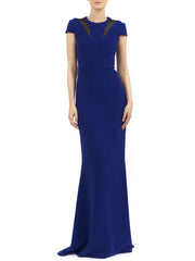 Petunia Long Dress in Electric Blue Matt Stretch with Black Gazar