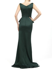 OLEANDER LONG DRESS IN PINEGROVE SATIN STRETCH