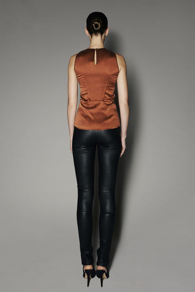 Leena Top in Rust Washed Silk