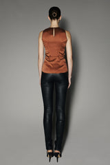 Leena Top in Rust Washed Silk