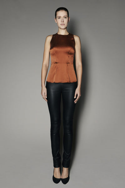 Leena Top in Rust Washed Silk