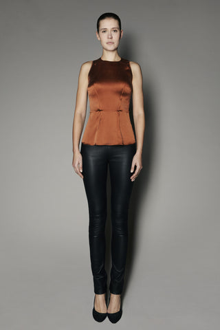 Leena Top in Rust Washed Silk