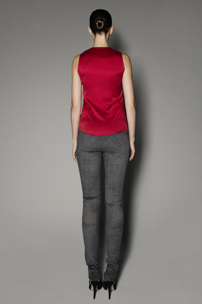 Azra Top in Red Washed Silk