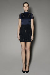 Petunia Top in Navy Washed Silk with Gazar Inserts